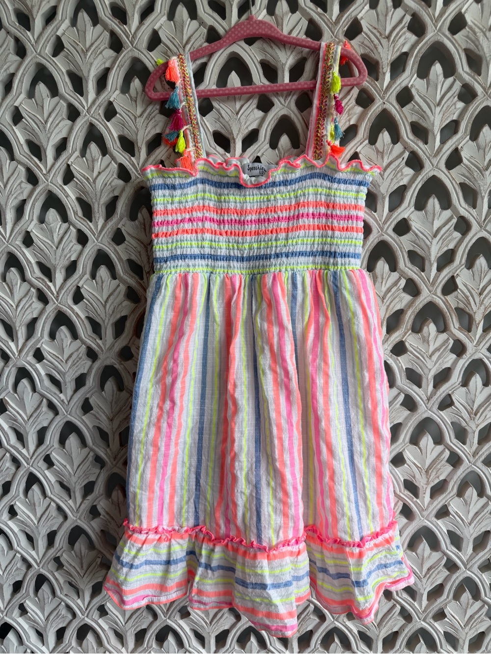 Speechless Kids Size 10 Striped Smocked Tassels Dress